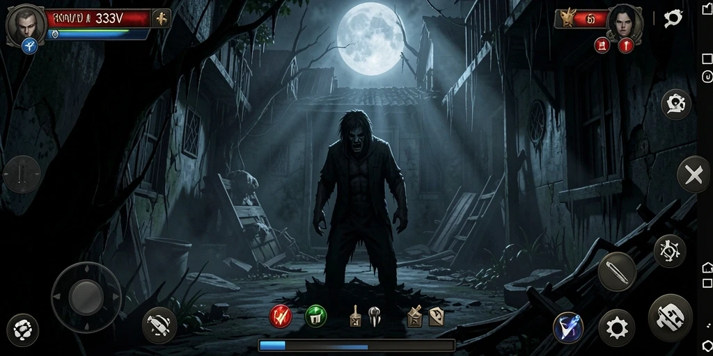 Screenshot gameplay menegangkan dari 333V yang menampilkan suasana Horror.