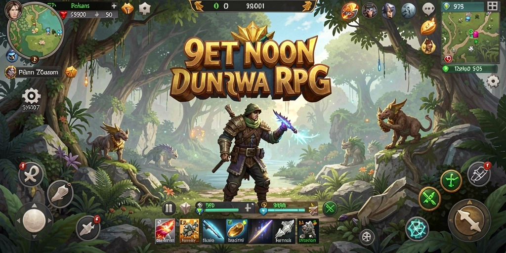 Screenshot gameplay 9ET yang menunjukkan pertarungan karakter RPG.