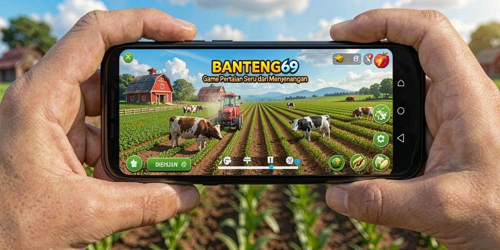 Tampilan gameplay BANTENG69 dengan aktivitas bertani yang seru.