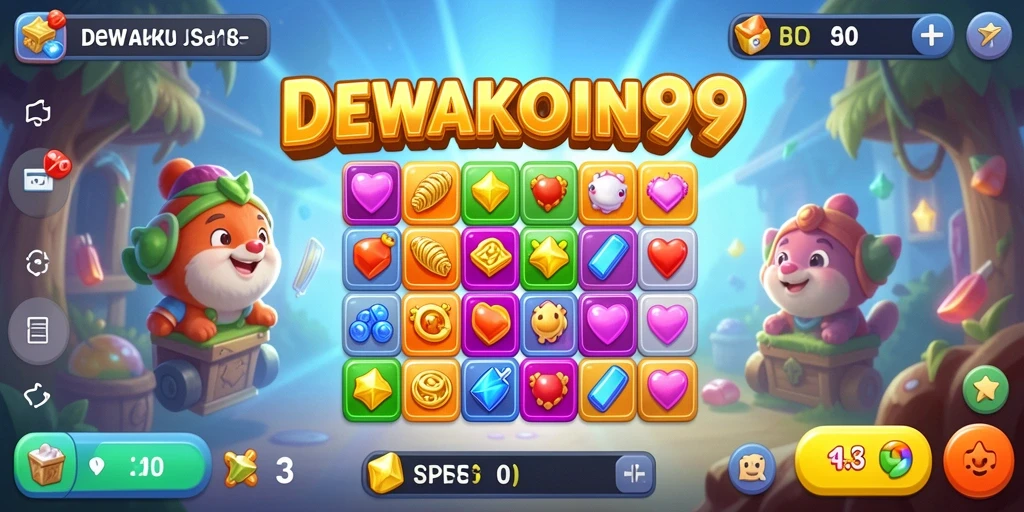 Tampilan gameplay seru di DEWAKOIN99 dengan berbagai tantangan Match-3.