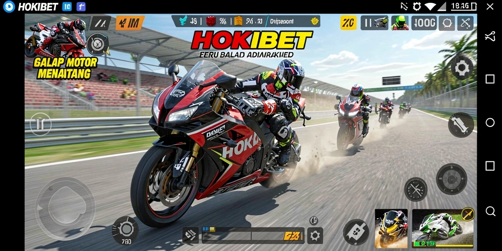 Tampilan gameplay HOKIBET yang seru saat balap motor.
