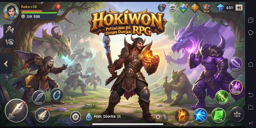 Tampilan gameplay HOKIWON yang menarik dan penuh aksi RPG.
