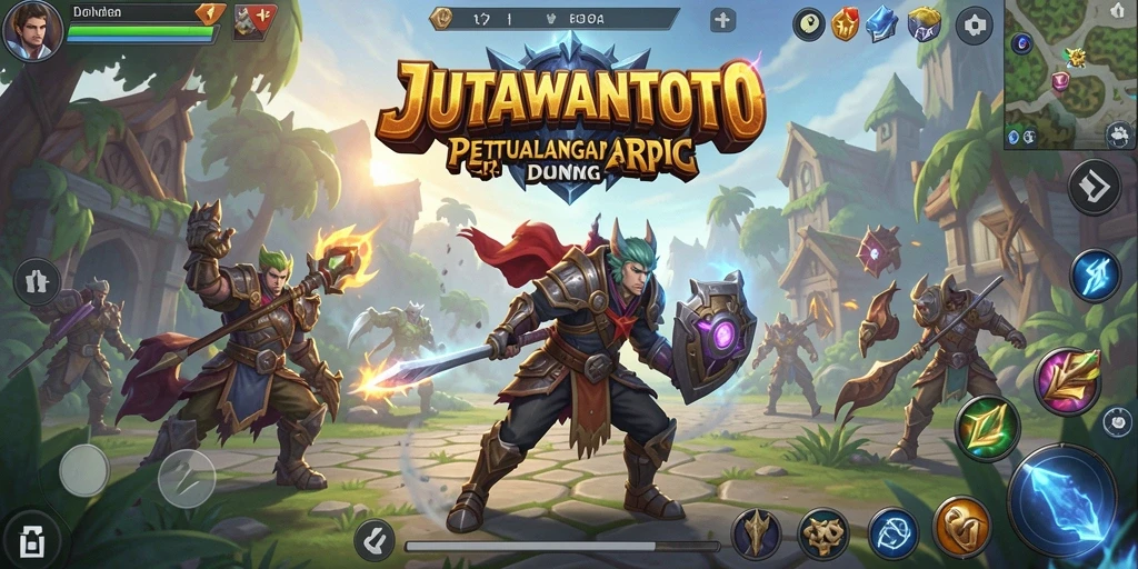Tampilan gameplay JUTAWANTOTO dalam pertempuran ARPG yang mendebarkan.