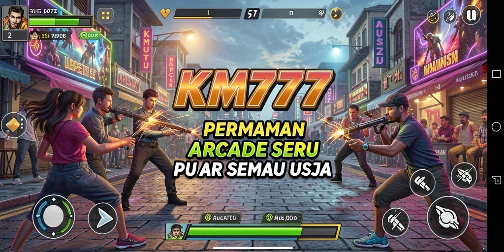 Screenshot gameplay KM777 menampilkan aksi seru dalam permainan arcade.