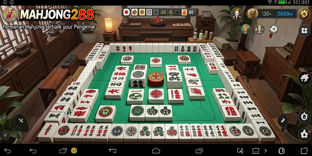Tampilan grafis yang menakjubkan dalam permainan Mahjong.