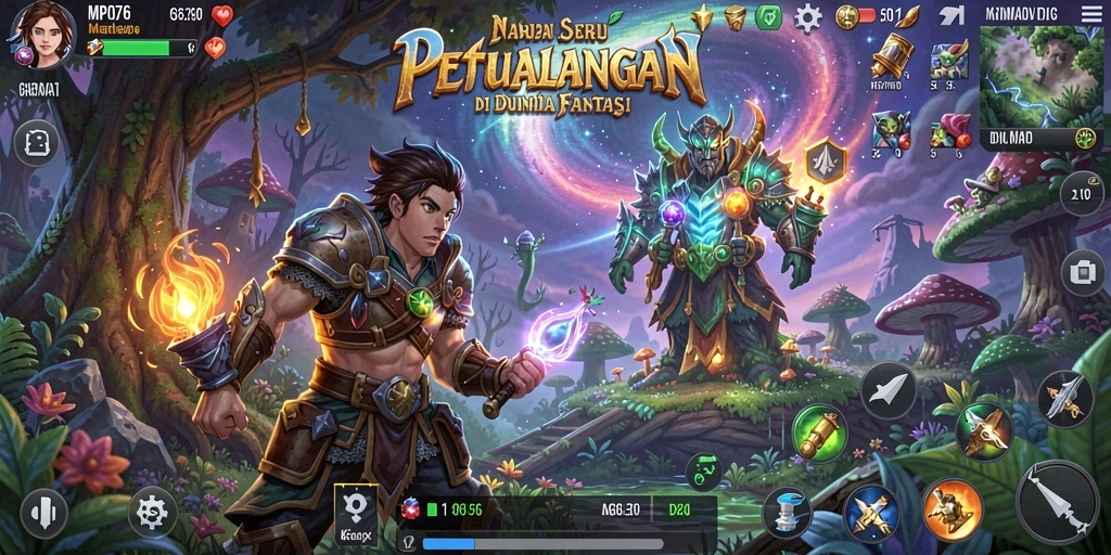Gameplay MPO76 yang penuh petualangan dan eksplorasi.