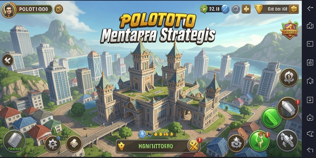 Tampilan gameplay seru dalam POLOTOTO dengan menara dan musuh yang strategis.