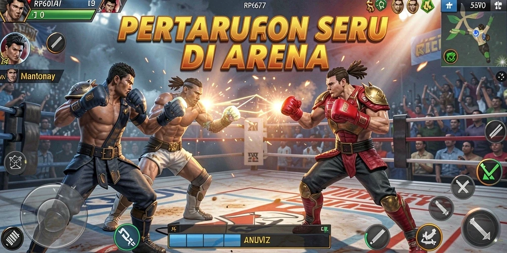 Screenshot menampilkan pertarungan intens antar karakter dalam RP6677.