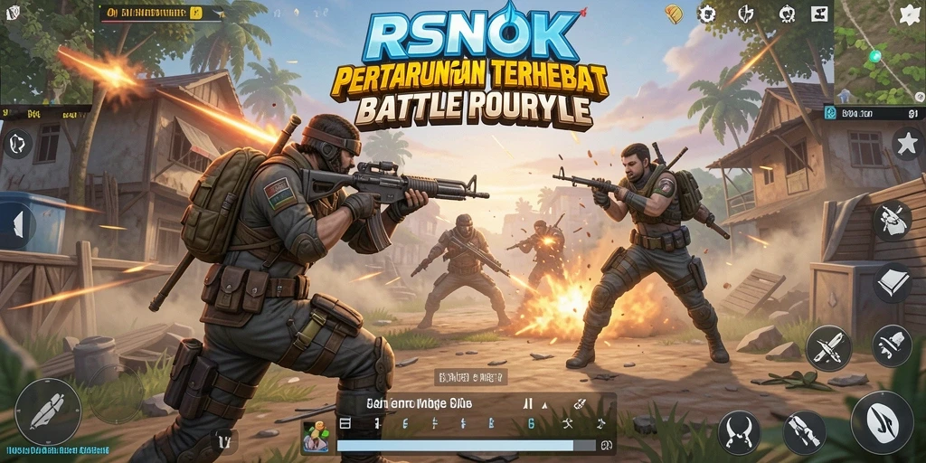 Tangkapan layar RSNOK menampilkan aksi pertempuran intens dalam permainan Battle Royale.
