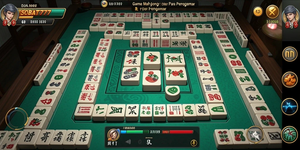 Tampilan gameplay SOBAT777 dengan ubin Mahjong yang berwarna-warni.