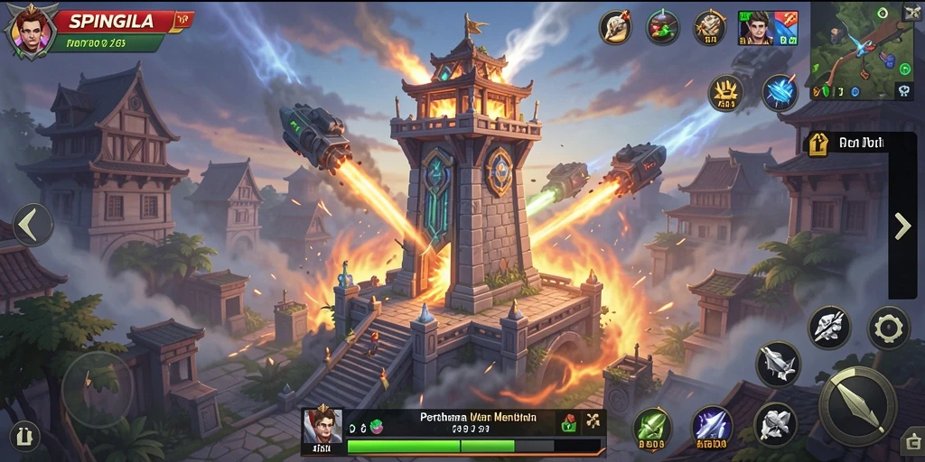 Gameplay SPINGILA yang intens dalam Tower Defense.