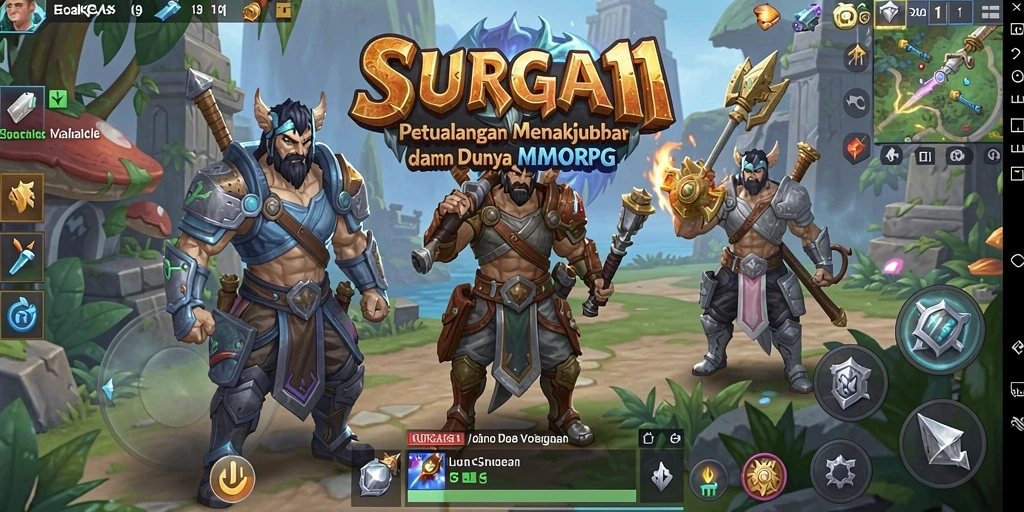 Tampilan gameplay epik dalam dunia SURGA11 yang fantasi.