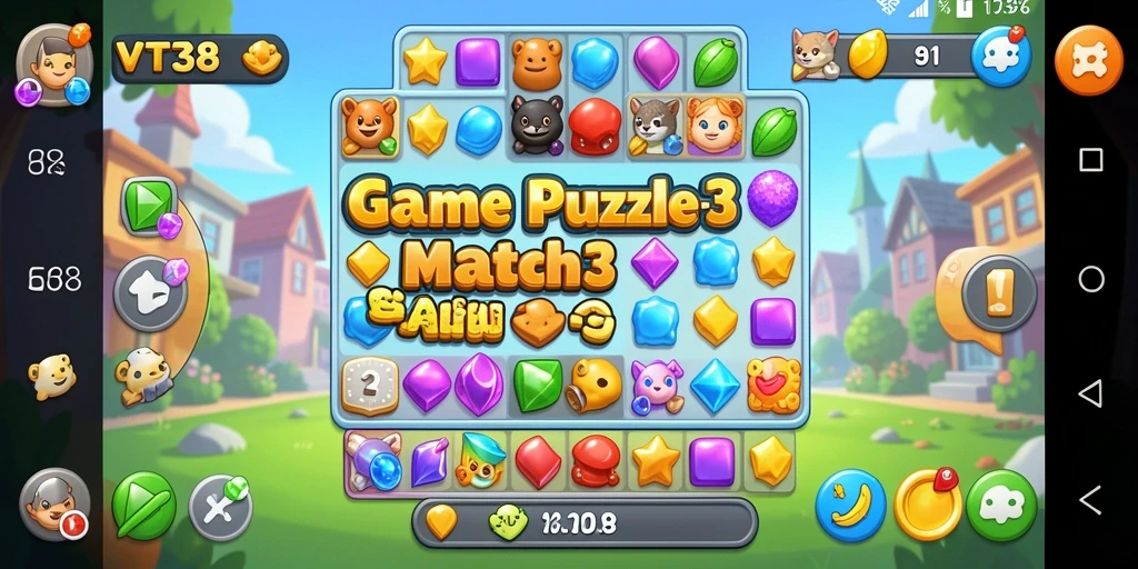 Tangkapan layar gameplay VT38 yang menampilkan suasana mencocokkan permata.